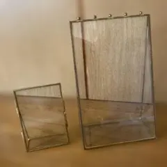 ネックレススタンド　フォトスタンド　真鍮　ガラス　セット