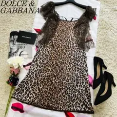 【良品】DOLCEu0026GABBANA レースドッキングワンピース レオパード 40