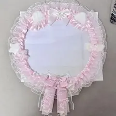 うちわカバー うちわケース レースデコ ピンク 白 猫 メイド 扇形