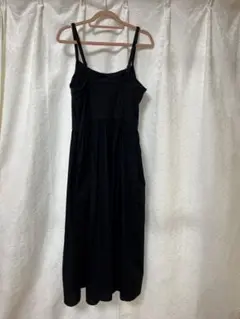 ブラック キャミソール ロングワンピース M