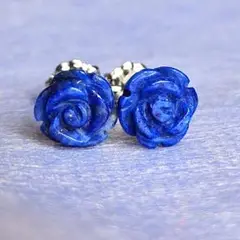 純チタンスタッド(ラピスラズリ薔薇)