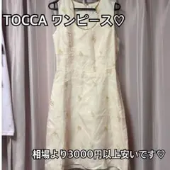 TOCCA トッカ　刺繍入りミニワンピース　ホワイト　ピンク　ノースリーブ