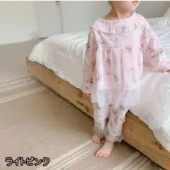ELMO 花柄 ベビーパジャマ 80サイズ　ピンク　レース