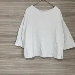 【M】グレージュ 五分袖 Tシャツ 綿100% カジュアル