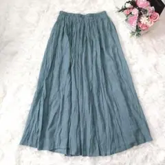 3156 ソウルベリー ロングスカート ウエストゴム M シンプル グリーン