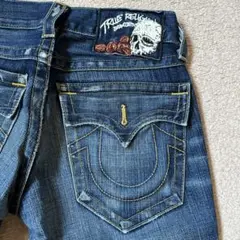 レア‼️TRUE RELIGION スカル刺繍デニムジーンズ　30
