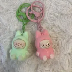 ①訳あり　処分価格　ラブブ　ミニぬいぐるみキーホルダー　LABUBU 2個セット