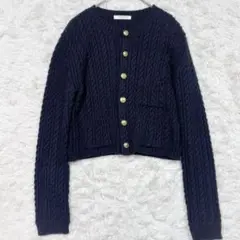 23SS✨MACPHEE ハイブリットコットンケーブル クルーネックカーディガン