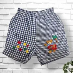 【ミキハウス】チェック柄パンツ　90 キッズ　子供服　刺繍　男の子　女の子