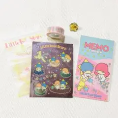 キキララ メモ帳(使いかけ) ピンバッジ マステ ビニール袋 セット