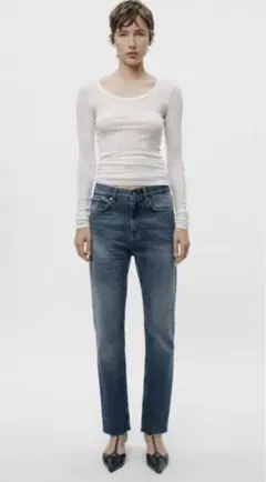 ザラ　ZARA SLIM FIT MID RISEデニムパンツ 36