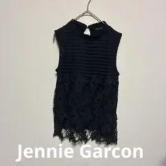 Jennie Garcon ネイビー レーストリム ノースリーブトップスMサイズ