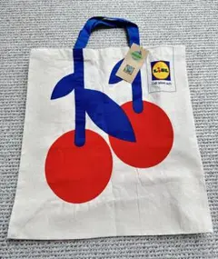【ドイツ限定】LiDL（リドル）さくらんぼ柄エコバッグ／大サイズ・コットン製