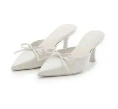スナイデル SNIDEL リボンミュール　White S