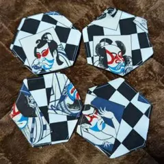 六角形コースターハンドメイド 歌舞伎
