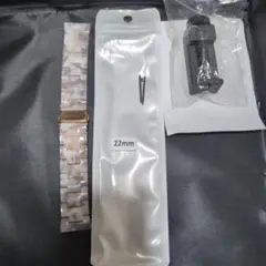 スマートウォッチバンド22mm 　バンドピンクマーブル　金具色ピンクゴールド