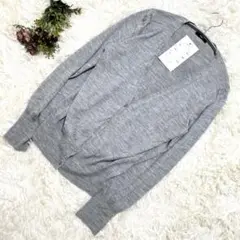 イネド グレーカーディガン 2XL ウール50% 春秋冬 大きめサイズ