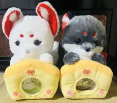 ちょコンときつね　ぬいぐるみ時計　全２種セット　わたあめ ようかん