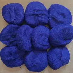 【新品未使用】モヘア毛糸　編み物　10玉　手芸　250g　青