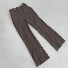 earth music&ecology チェックパンツ 茶色 テーパード