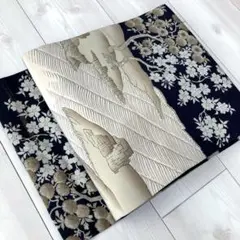 アンティーク名古屋帯　桜模様　金糸銀糸　正絹　上質　No.1-33