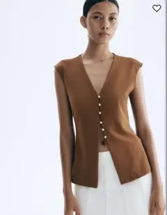 h&m インターロックベスト　ブラウン