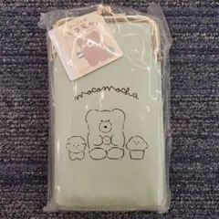 ほっこりモコモカウォレット付きスマホ ショルダーポーチ グリーン