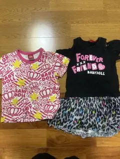 BABYDOLL 星柄Tシャツとフリルトップス110cmセット
