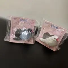 文鳥　ミニオブジェ　白文鳥　桜文鳥　2個セット