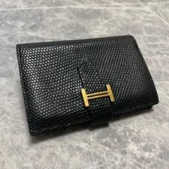 ⭐︎希少⭐︎ HERMES エルメス ベアンミニ リザード ブラック ゴールド金具