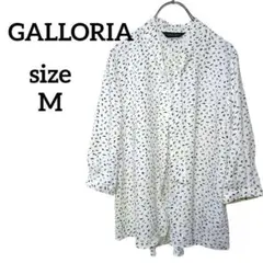 GALLORIA　リボンブラウス　きれいめ　トップス　総柄　白　М