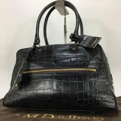 Ju0026M DAVIDSON ハンドバッグ クロコ 型押し VIVI ネイビー