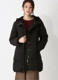 【新品・未使用】globe 襟ファー付きロングダウンコート 黒
