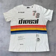 ディーゼル DIESEL Tシャツ 半袖 プリントロゴ L ホワイト メンズ