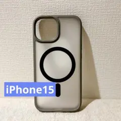 ＊MagSafe対応 iPhone15ケース 半透明 6.1インチ グレー