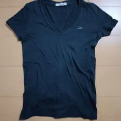 LACOSTE ダークブルー Vネック Tシャツ 36