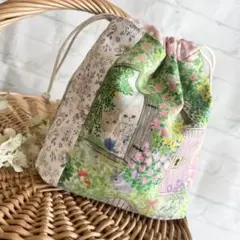 ハンドメイド　ミニ巾着　ユキエモン　シークレットガーデン　375