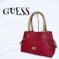 【GUESS】ゲス トートバッグ 総柄 ドーム型 個性的 ピンク