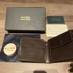 希少 ワイルドスワンズ WINGS 折り財布 初期モデル 白鳥ロゴ 牛革 黒色 極美品】WILDSWANS WINGS 白鳥ロゴ サドルレザー ブ ブラック