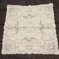 ホワイトレース生地 花柄刺繍