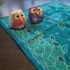 フクロウの布製インテリア装飾品 シンガポールお土産ハンカチ、敷物