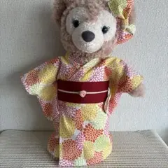 シェリーメイSサイズ用　手作り　浴衣コスチューム　白地オレンジ系ダリア柄