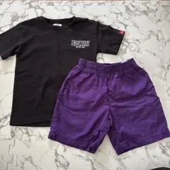 EDWIN 黒 Tシャツ GU 紫 ショートパンツ セット