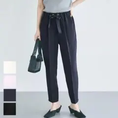 coca リボン付きテーパードパンツ　ブラック　M
