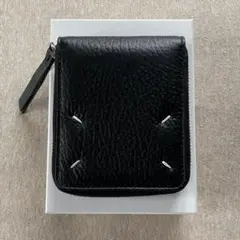 黒新品 メゾン マルジェラ ジップアラウンド 4ステッチ 折り財布 ブラック