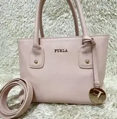美品 フルラ リンダ ショルダーバッグ 2way レザー ピンクベージュ