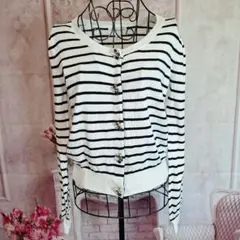 JILL STUART　キラキラ　ビジューボタン　カーディガン　薄手　ボーダー