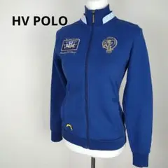 美品　HV POLO 刺繍入り ジップアップパーカー ブルー　乗馬 馬術