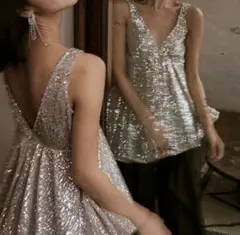 Silver sequins tops soastyle 韓国ファッション