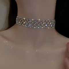キラキラ ビジュー クロス ネックレス パーティー 韓国 ドレス 社交ダンス